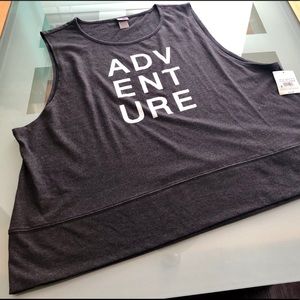 Sleeveless tank top w/ foil letters activewear